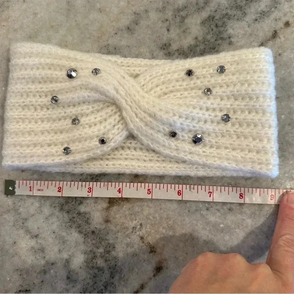Old Navy Ivory Studded Rhinestone Knit Headband - Picture 5 of 7